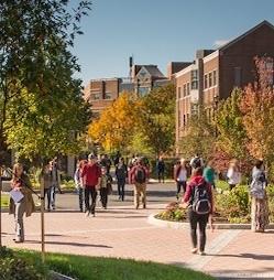 students walking on campus